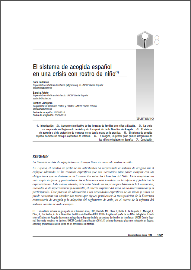 El sistema de acogida español en una crisis con rostro de niño