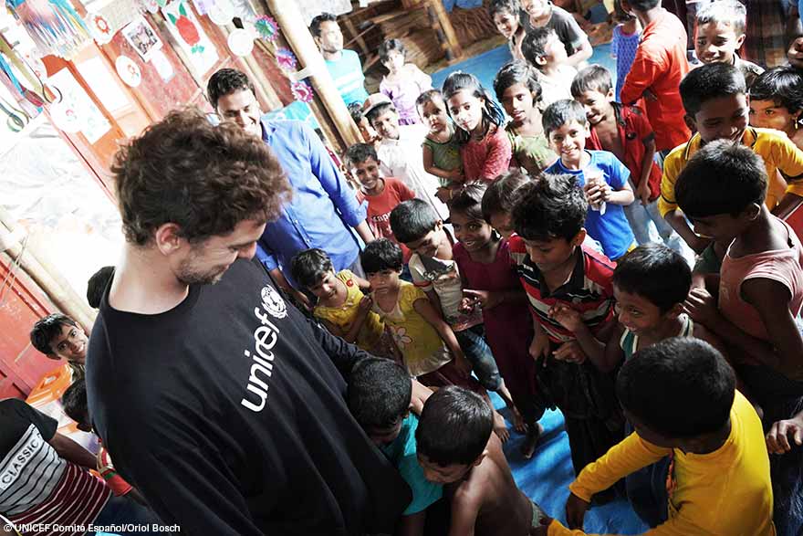 Gasol en Bangladesh con los niños rohingya