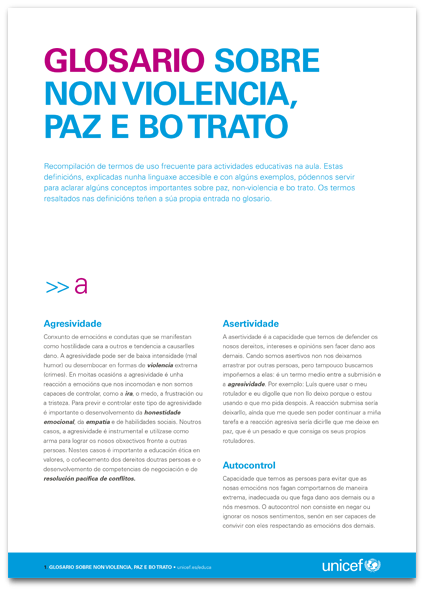Glosario sobre non violencia, paz e bo trato