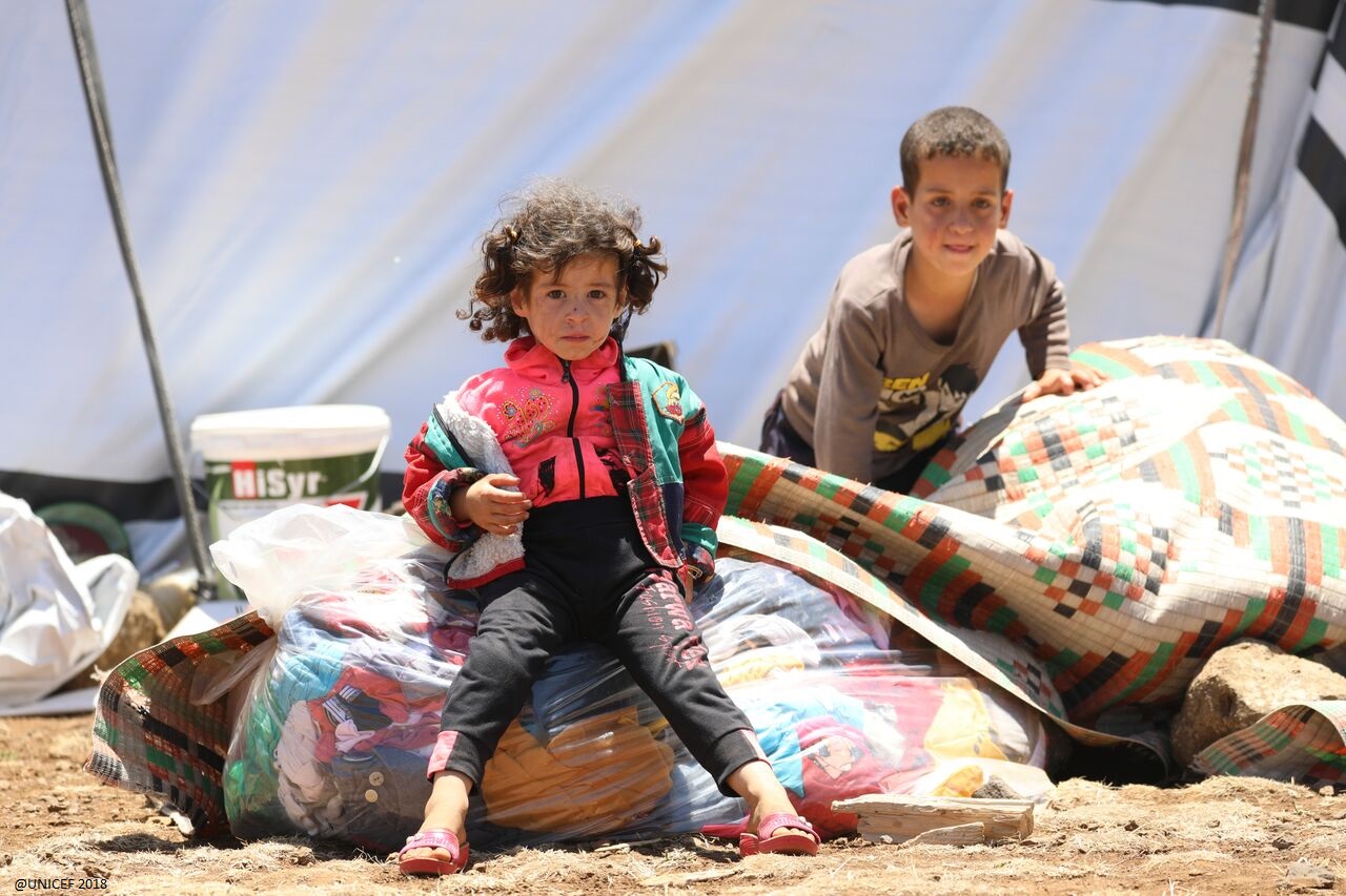 Familias desplazadas en Siria