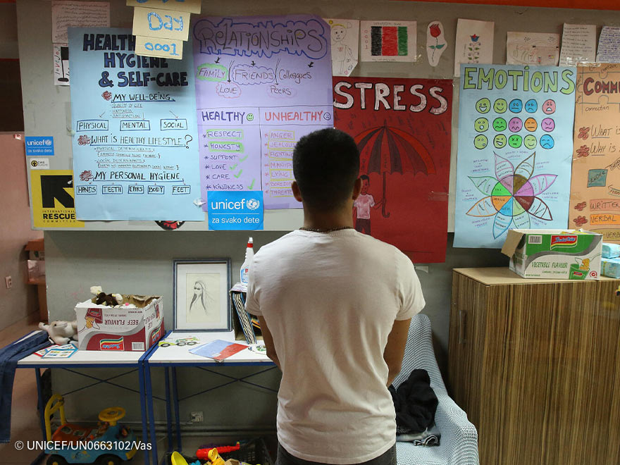 Mohammed en un taller de apoyo psicosocial