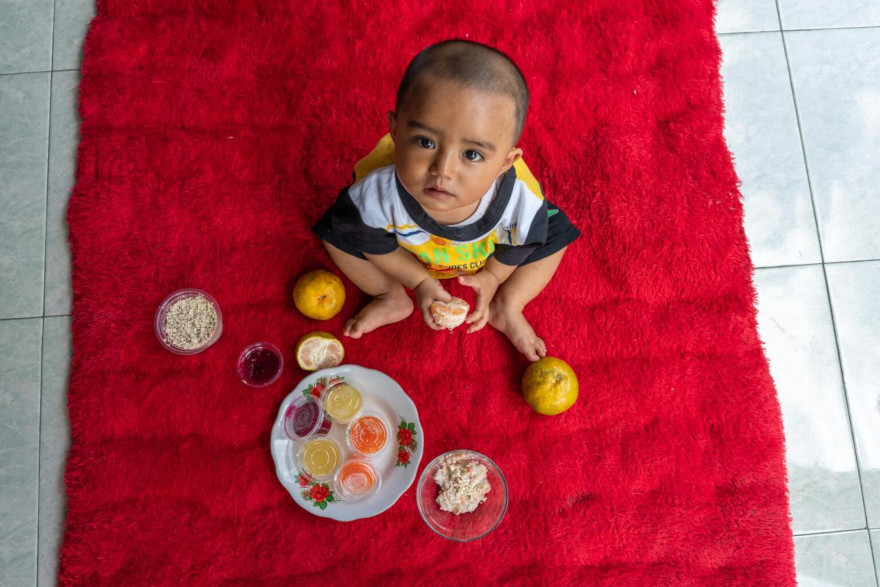 La alimentación nutritiva de Sakha en Indonesia.