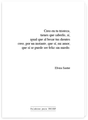 Palabras para UNICEF - Portada Elvira Sastre