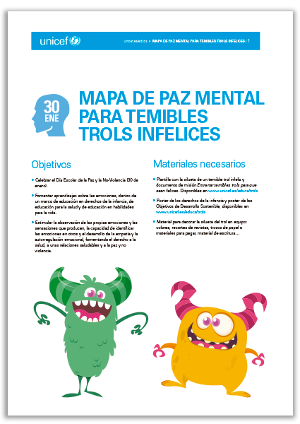 Portada la guía de la actividad "Mapa de paz mental para temibles trols infelices"