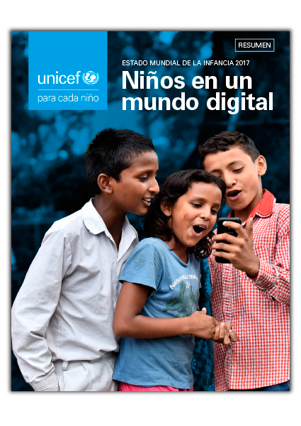 Portada del informe "Los niños y niñas en un mundo digital"