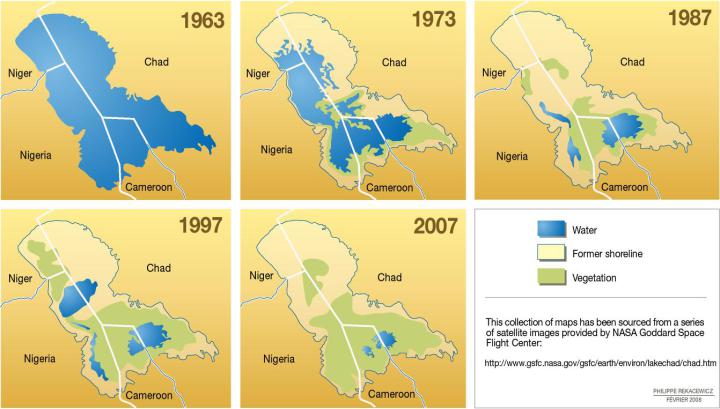 Lago Chad: imagen del PNUMA basada en imágenes de la NASA