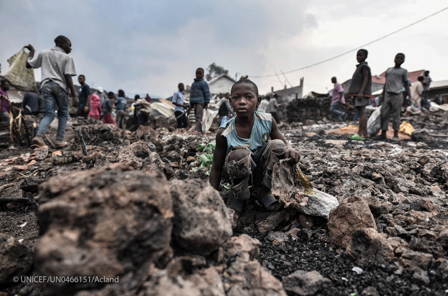 UNICEF: Niños y familias en riesgo tras la enorme erupción volcánica en Goma, República Democrática del Congo