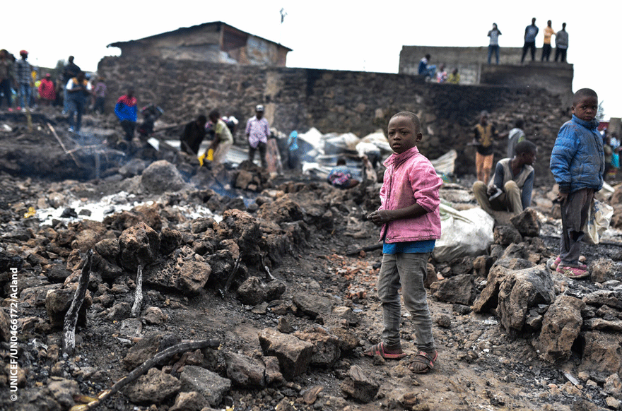 Hasta 280.000 niños se enfrentan al desplazamiento debido a la amenaza del volcán Nyiragongo en República Democrática del Congo