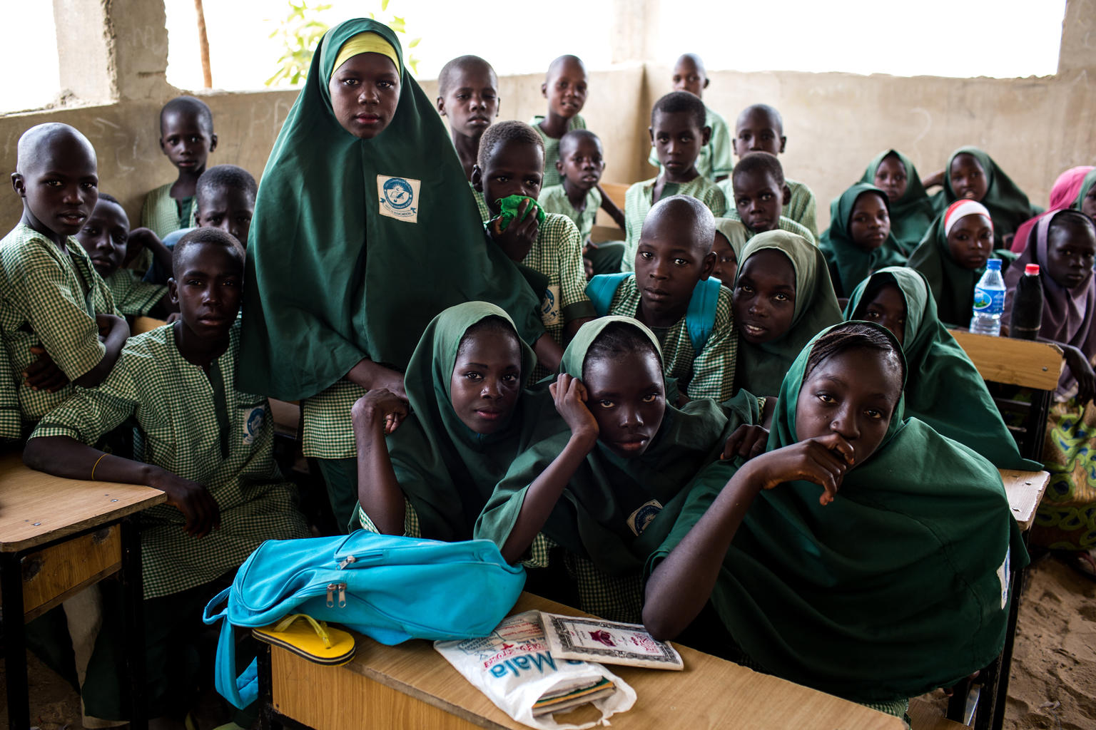 Un grupo de estudiantes en un colegio de Nigeria