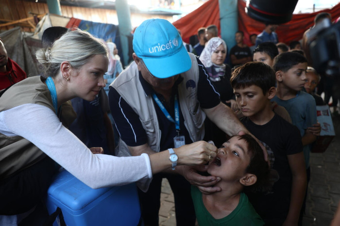 Vacunación contra la polio en Gaza.