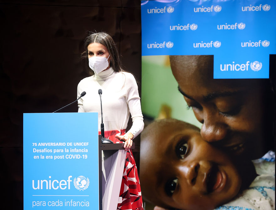 SM la Reina durante la celebración del 75 aniversario de UNICEF