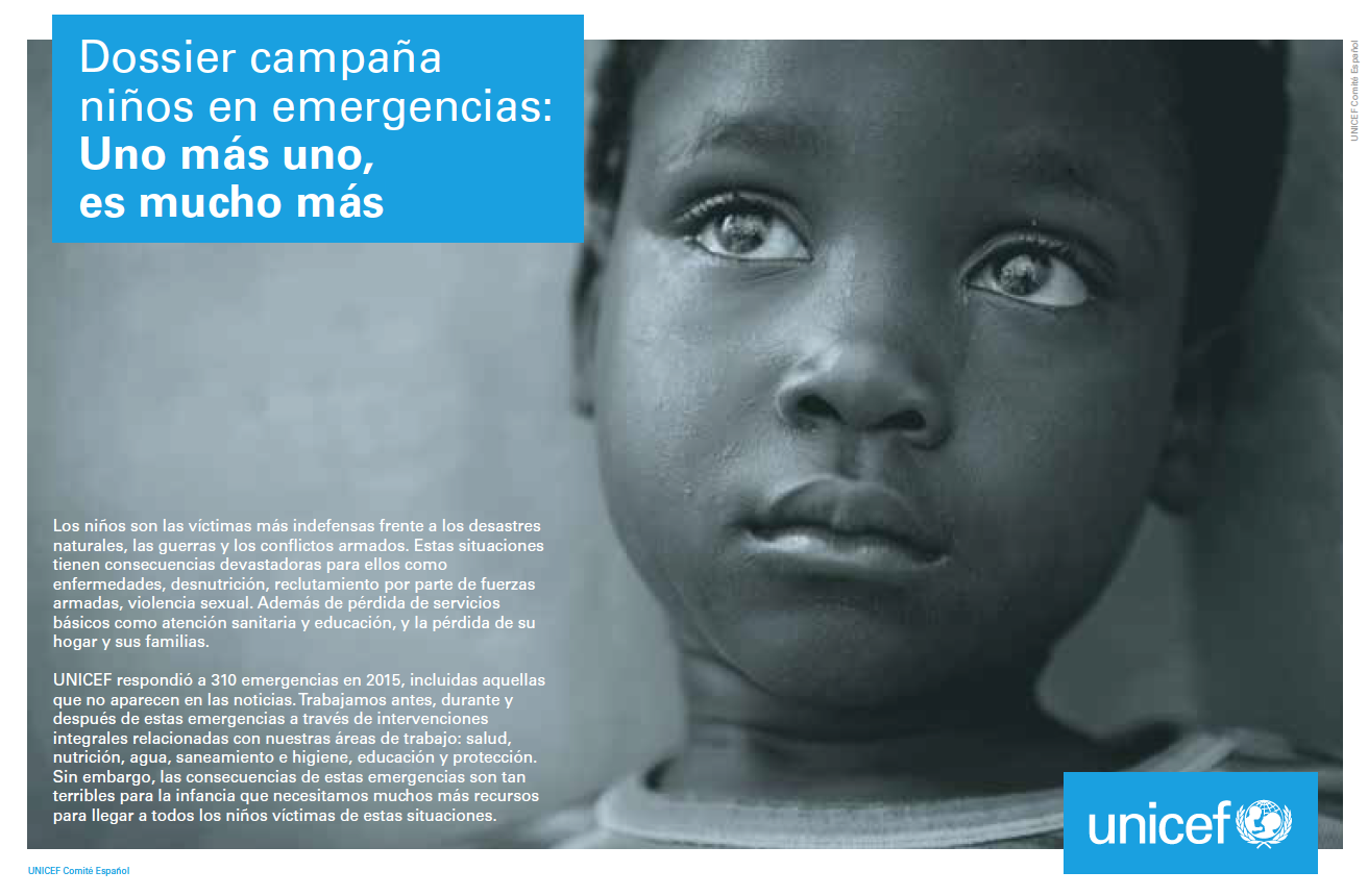 Campaña niños en emergencias: uno más uno es mucho más