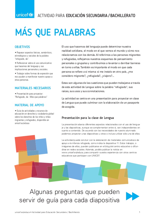 Guía de actividades para educación secundaria