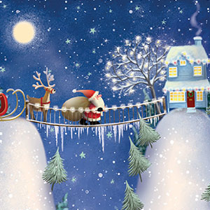 Papá Noel cruzando un puente Papá Noel cruzando un puente