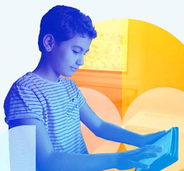 Los derechos de la infancia se viven y se aprenden en el día a día Un niño con una tablet
