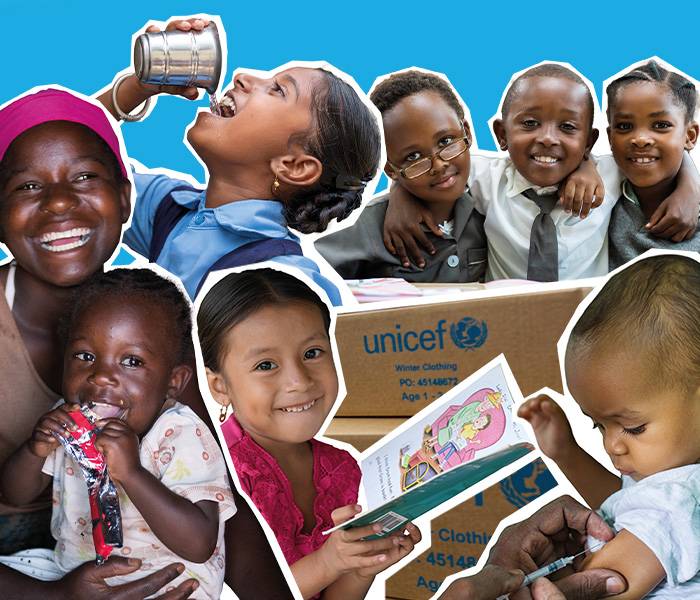 Un grupo de niños sonriendo.